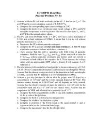 Photovoltaics problem set