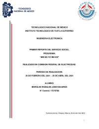 Primer Reporte de Servicio Social en CFE por J. E. Morales Rosales