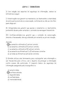 Segurança da Informação: Exercícios e Conceitos Básicos