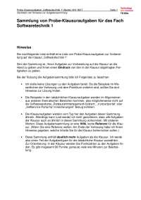 Probe-Klausuraufgaben „Softwaretechnik 1“ (Bente) WS 16/17