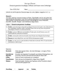 Bioklausur Chemisch-genetische Grundlagen, Diffusion und Osmose sowie Zellbiologie