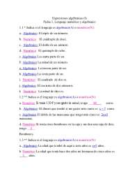 Expresiones algebraicas | Ejercicios de Matemáticas - Docsity