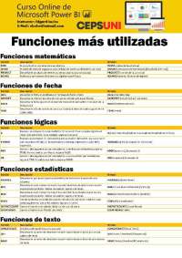 Funciones DAX aritmnéticas, de texto, lógicas y de fechas