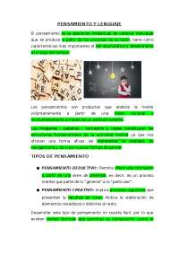 Tipos de Pensamiento y Desarrollo del Lenguaje