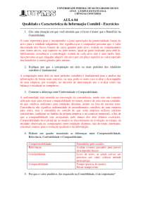 Qualidade e Característica da Informação Contábil - Exercícios