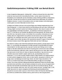 Gedichtinterpretation: Frühling 1938 – Berthold Brecht