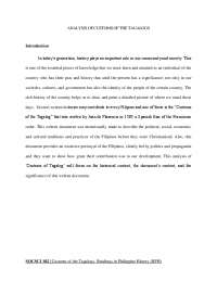 Customs of the Tagalogs- Analysis