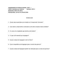 Oficina de Leitura em Química: Expectativas e Tipos de Linguagem
