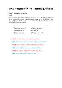 (ACV-S01) Homework - Identify questions - Docsity