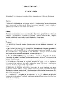Fisica1 - mecânica plano de ensino - Docsity