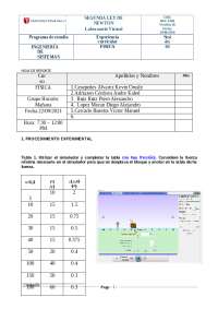 Segunda Ley de Newton: Laboratorio Virtual - Hoja de Reporte - Prof. Lopez