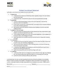 Student Commitment Statement: Academic Success Pledge
