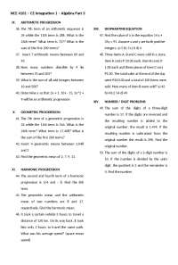 Algebra Exercises: Arithmetic, Geometric, and Harmonic Progressions