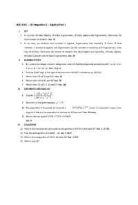NCE 4101 – CE Integration 1 – Algebra Part 1: Exercises and Problems