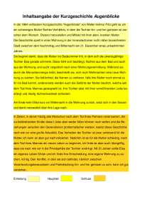 Inhaltsangabe der Kurzgeschichte Augenblicke