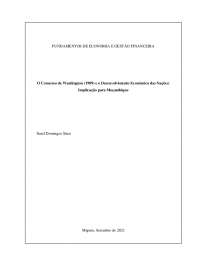 O Consenso de Washington e o Desenvolvimento Económico de Moçambique: Implicações