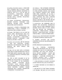 Understanding Accounting Information Systems: Structure and Subsystems