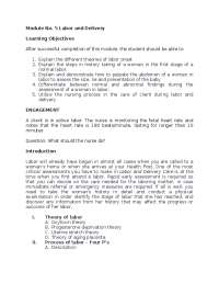Module 5 Labor and delivery