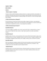 Understanding Research in Education: Types and Importance