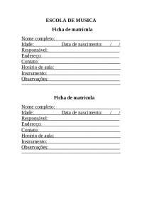 Ficha para matrícula de cursos músicais