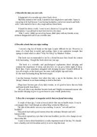 Personal Experiences: Sickness and Enjoyable Reading