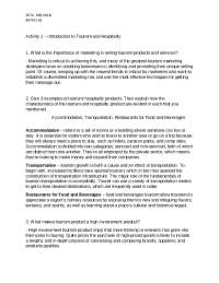 Marketing and Tourism Products: Importance and Examples - Prof. Santos