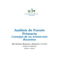 Resumen y análisis de : "consejos de un aristócrata bizantino"