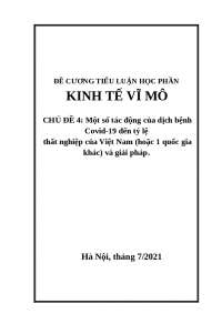 Tiểu luận về tỉ lệ thất nghiệp do ảnh hưởng của COVID - 19