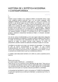 Estètica Moderna i Contemporania