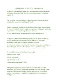 Different Types of Intelligence - Docsity