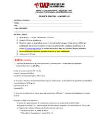 Examen Parcial de Caminos - Ingeniería Civil