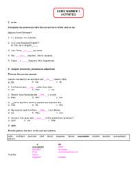 ACTIVIDAD 1 DE INGLES NIVEL II - Docsity