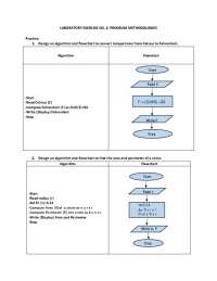 Lab Exercise: Algorithm & Flowchart for Temp Conversion, Circle Area & Perimeter, Simple I