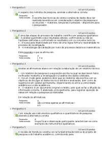 EXERCÍCIOS AVA DE METODOS DE PESQUISA  QUESTIONÁRIO 1