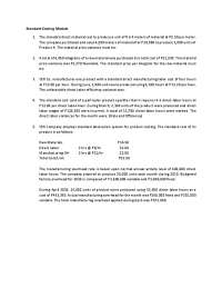 Standard Costing exercises - Docsity