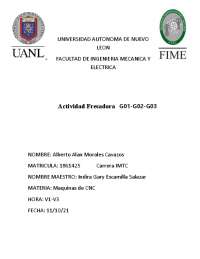 Actividad Fresadora G01,G02,G03.