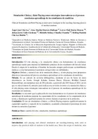 Simulación Clínica y Role Playing como estrategias innovadoras en el proceso enseñanza-apr