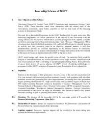 Internship Scheme at Directorate General of Foreign Trade (DGFT) for Indian Students