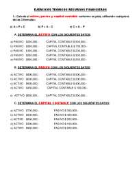 Ejercicios Teóricos: Cálculo de Activos, Pasivos y Capital Contable