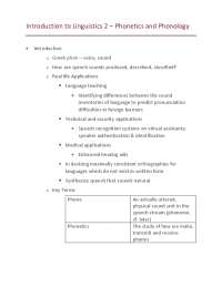 Linguistics - Session 4 Phonetics and Phonology