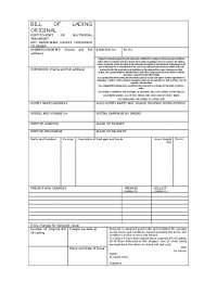 BILL OF LADING ORIGINAL