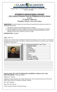 21st Century Literature 2nd Quarter