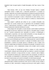 Evolução Agrária e Pressão Demográfica