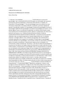 psicologia da aprendizagem e memoria