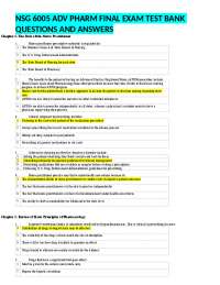 NSG 6005 Advanced Pharmacology Final Exam: Practice Questions and Answers