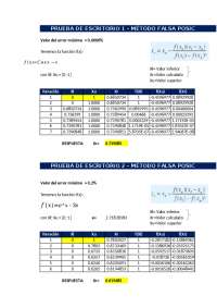 Presentacion de pruebas de escritorio para metodos y validar en matlab
