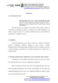 Memorial descritivo - relatórios de atividades, projeto, parceria e patrimônio