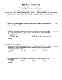 Physics 2A Final Exam (ellis) - Docsity