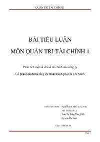 Phân tích tài chính của doanh nghiệp