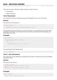 Java Decision Making: if and switch Statements